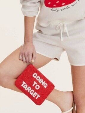 Kate Spade x Target Going to Target Beaded Clutch Pouch with Card Slots Red Whit